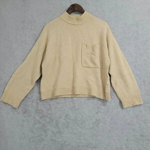 Calvin Klein Jeans Womens  Knit Crop Sweater L  Mock neck 7CT